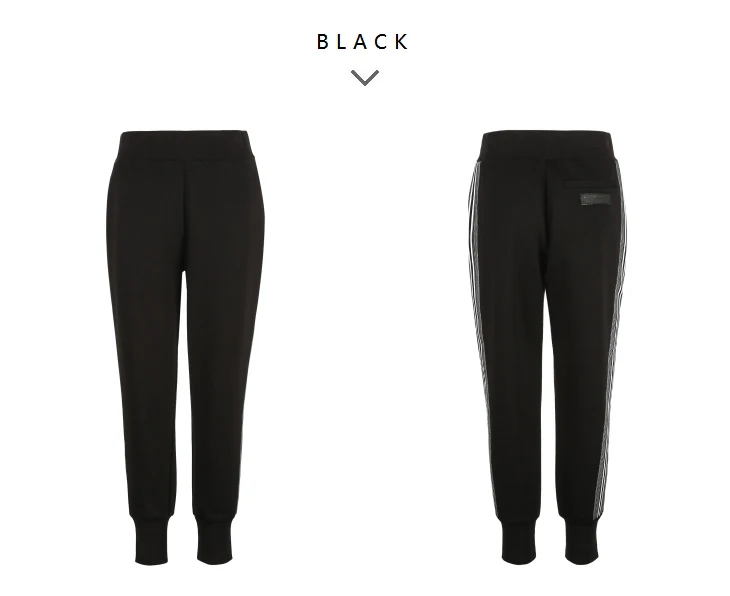 Отборные женские весенние свободные черные полосатые повседневные тренировочные брюки SP | 419114533