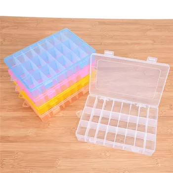 

Adjustable 24 Compartment Plastic Storage Box Case Bead Rings Jewelry Display Organizer Container 19*13*3.6cm