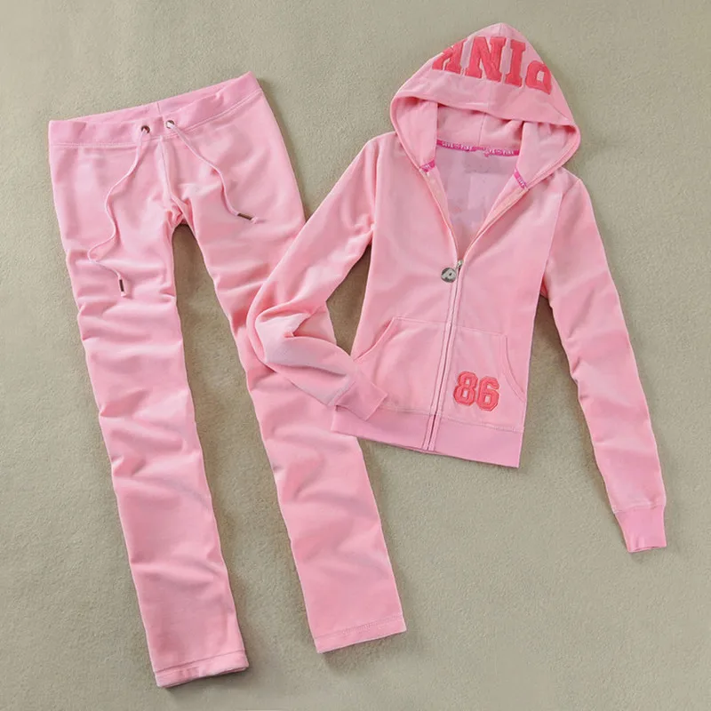 

Spring / Fall 2023 Women'S Brand Velvet Fabric Tracksuits Velour Suit Women Track Suit Hoodies And Pants