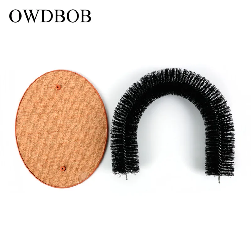 Günstig OWDBOB Lustige Pet Massage Bogen Haustier Hund Katze Selbst Groomer Mit Runde Fleece Basis Katze Spielzeug Pinsel Haustiere Kratzen Geräte pet Liefert