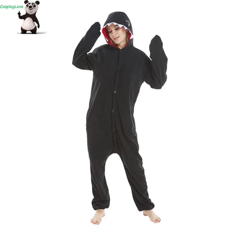 

Black Shark Pajamas Animal Cosplay Costume Flannel Girls Boys Adult Pajamas Onesies Cartoon Sleepwear Sleepsuit