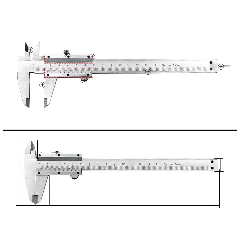 Штангенциркуль " 8" 0-150 мм/0-200 мм четыре назначения металлоуглеродная сталь измерительный штангенциркуль циркуль линейка