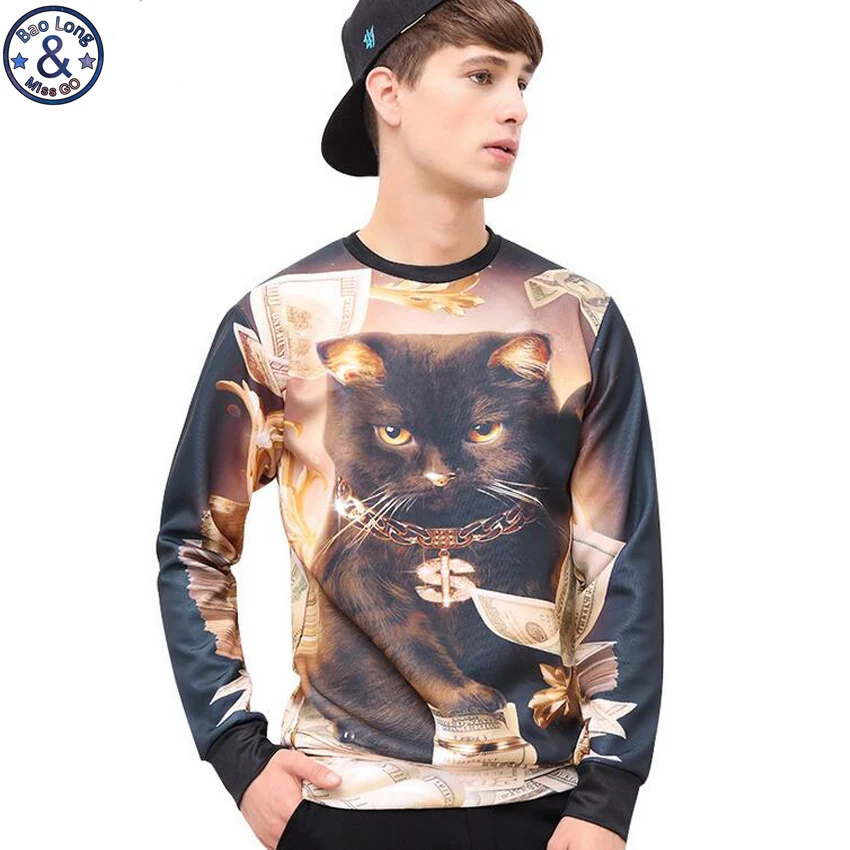 Mens Cool Cats Long Sleeves Thin Hooded Sweatshirt S Black