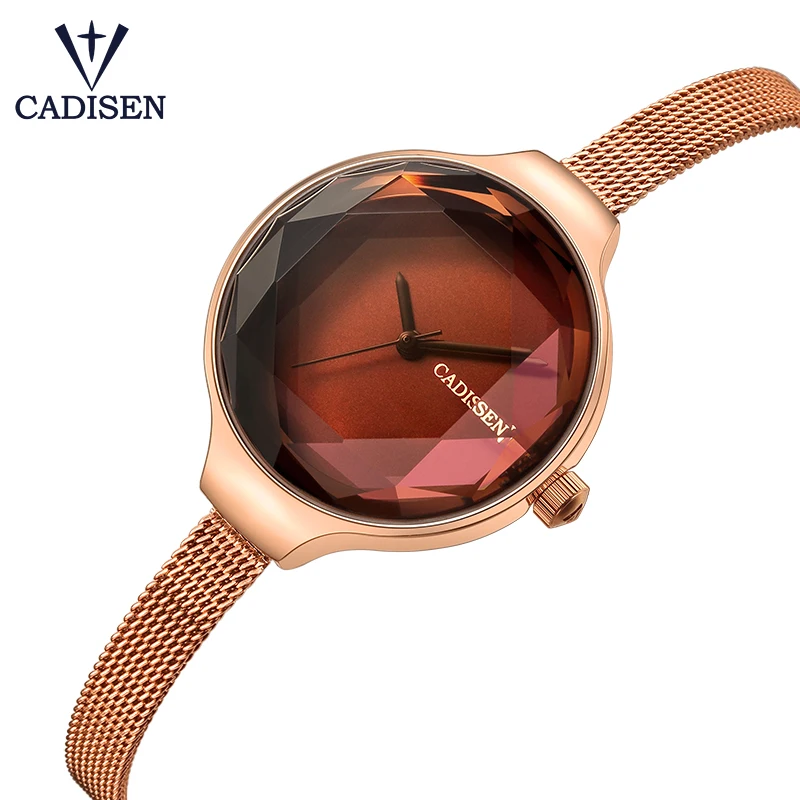 

CADISEN Luxury Women Wrist Watch Crystal Stainless Steel Ladies Dress Quartz Watch Bracelet Fashion Brand Relogio Feminino 2018