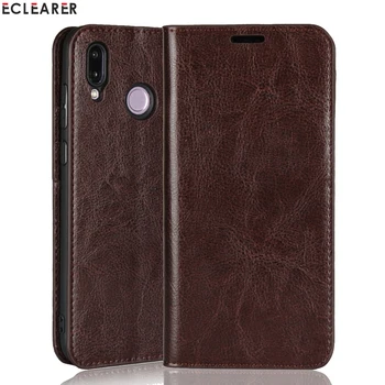 

ECLEARER Wallet Case For Huawei Honor Play Genuine Leather Case Vintage Card Slots Stand Flip Case For Huawei Honor Play Cover