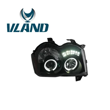 

VLAND Factory For Car Head Lamp For Grand Cherokee 2008-2010 LED Headlight Xenon HID Head Light LED DRL Angel Eyes+Plug And Play
