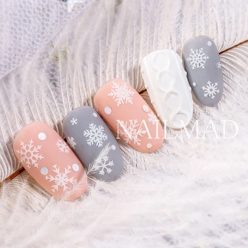 1 шт Рождественская белая Снежинка 3D стикер для ногтей Санта Клаус Олень шаблон клейкая переводная Наклейка Маникюр наклейки для ногтей