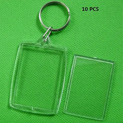 

10pcs/Lot Rectangle Transparent Blank Acrylic Insert Photo Picture Frame With Keyring DIY Split Ring Gift