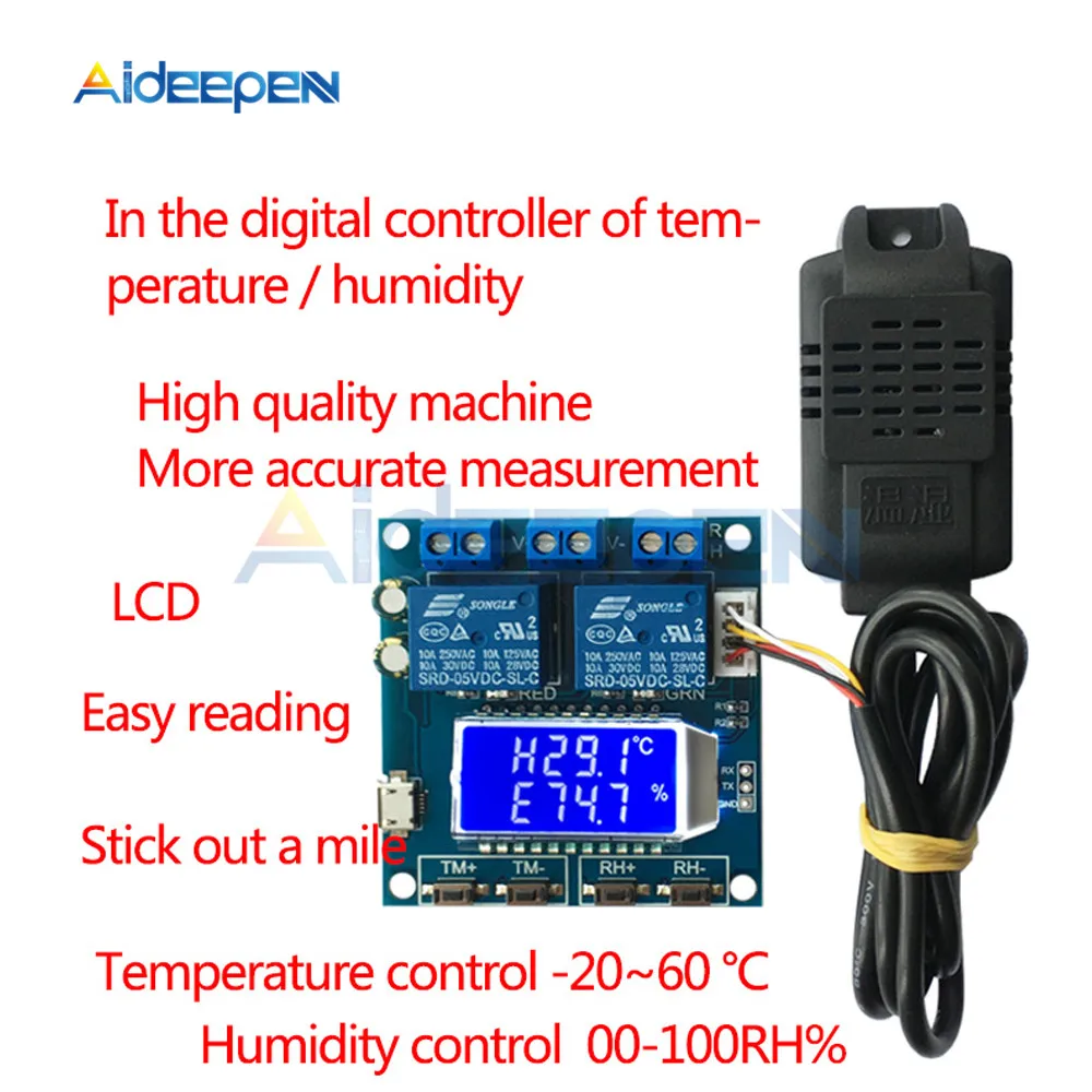 Цифровой термостат постоянного тока 12 В 24 В, XY-TR01, контроллер температуры и влажности, модуль, термометр, гигрометр, регулятор, двойной светодиодный дисплей