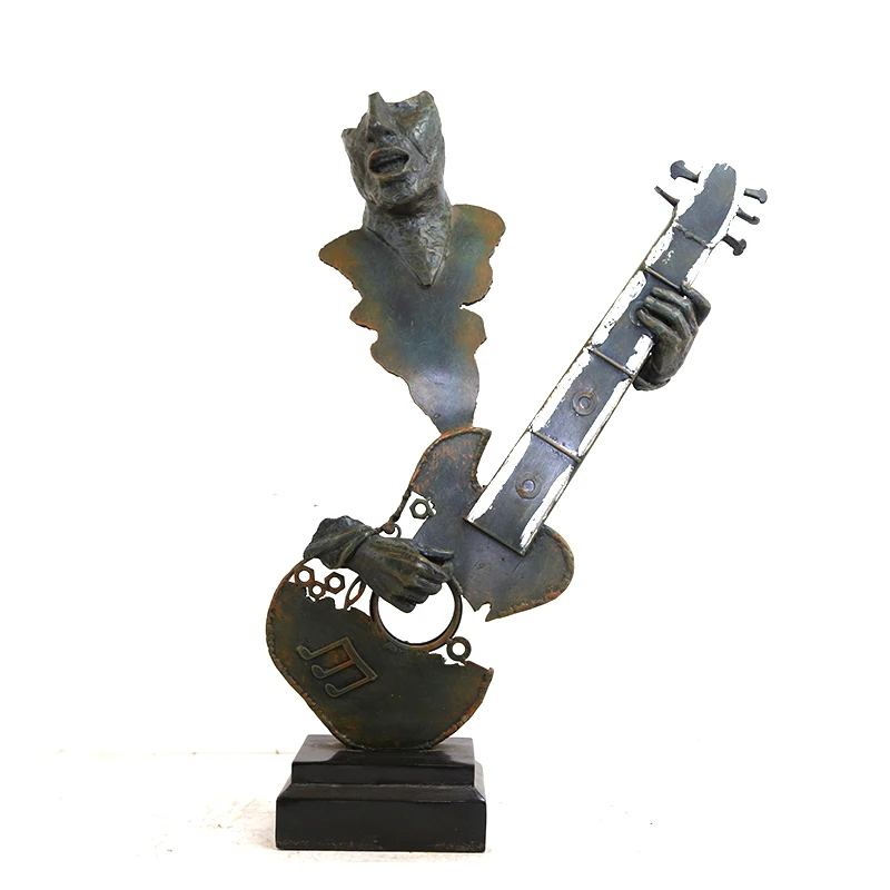 

Small size abstract music man playing guita figurines sculpture for table decoration