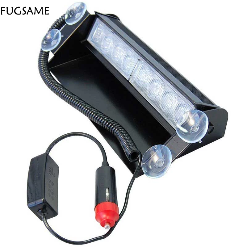 

8Led Flash Boat Truck Car Flash Warning Emergency Windshield Unit 3 Mode Police Strobe Light Red Blue White Amber yellow Green