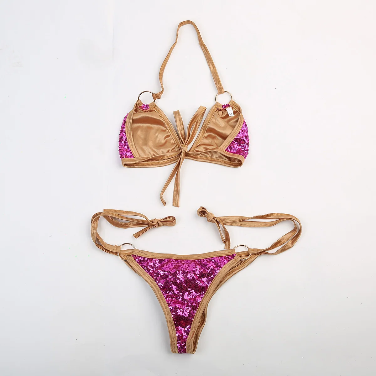 Женское сексуальное бикини с блестками, бандажный купальник, летние вечерние купальные костюмы, пляжная одежда D135