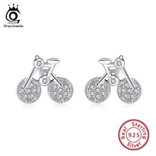 ORSA JEWELS Настоящее серебро 925 проба женские серьги-гвоздики мини в форме велосипеда милые Brinco ослепительные AAA CZ женские ювелирные изделия для вечеринок SE115