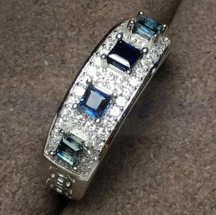 Сапфировое кольцо натуральный настоящий сапфир серебро 925 пробы 0.3ct* 4 шт драгоценный камень для мужчин или женщин кольца# SL18062001