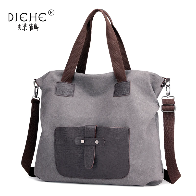 

Retro Woman Large Pocket Female Canvas Shoulder Bag Girl's Crossbody Pack Women's Totes Handbag Femme De Marque Bolsos Mujer