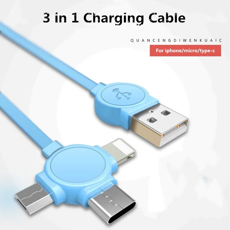 ! ACCEZZ 3 в 1 кабель зарядного устройства 8 Pin для iPhone X Plus XS Micro USB Type C Xiaomi 5 Samsung кабели