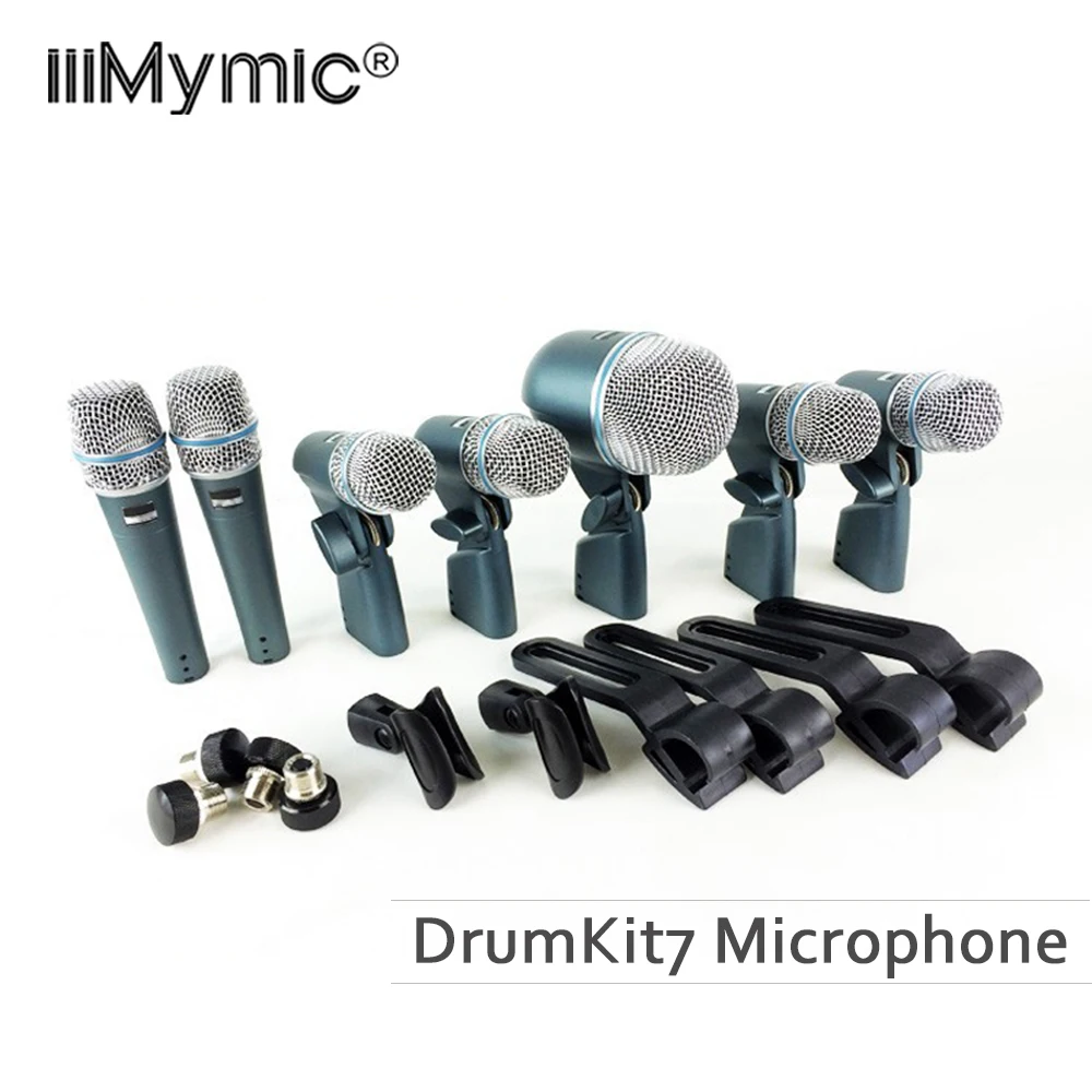 

Professional Drum Instrument Microphone Kit 7 MIC BETADMK7 Wired Microphone with Carry Case For Bass Toms Snare Drum Percussion