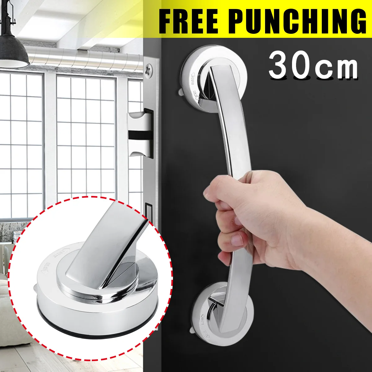 

30cm Bathroom Anti Slip Tub Toilet Handrail Grab Bar Shower Safety Support Handle Towel Rack Keep Balance Sucker Suction Cup