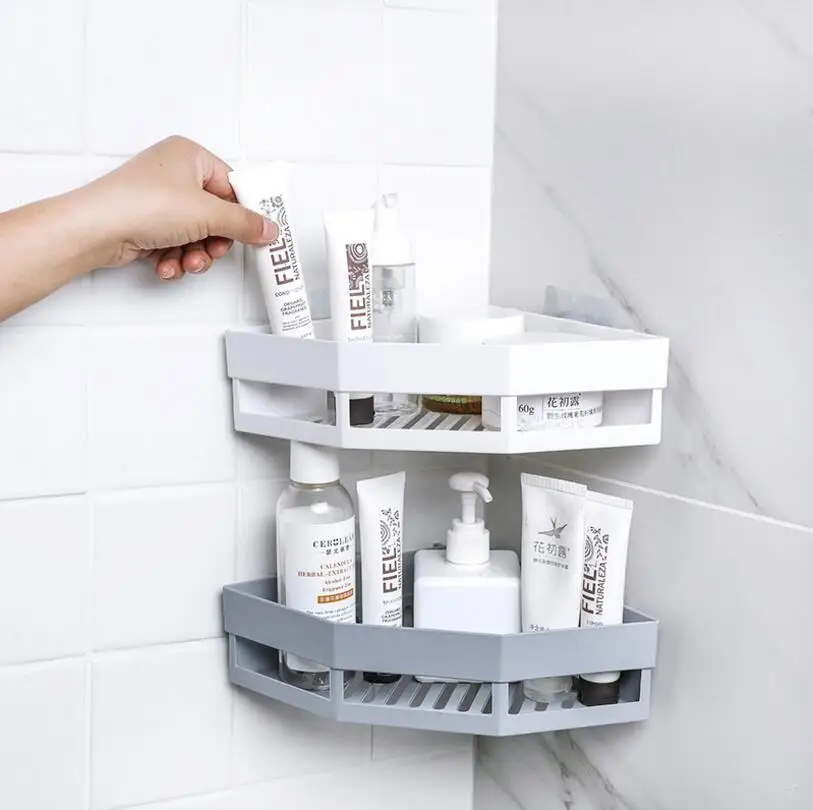 

1 Pcs Punch-Free Corner Shelf Bathroom Wash Rack Bathroom Seamless Wall Mount Tripod Storage Rack