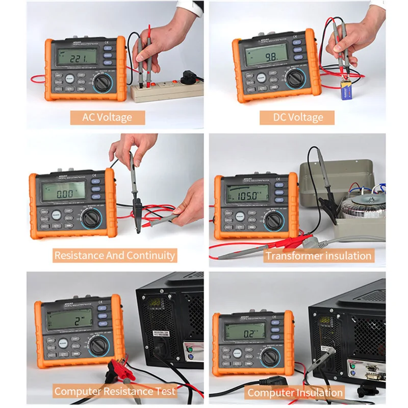 Тестер сопротивления изоляции PROTMEX MS5205 аналоговый и цифровой 2500V megger метр 0,01~ 100G Ом с мультиметром