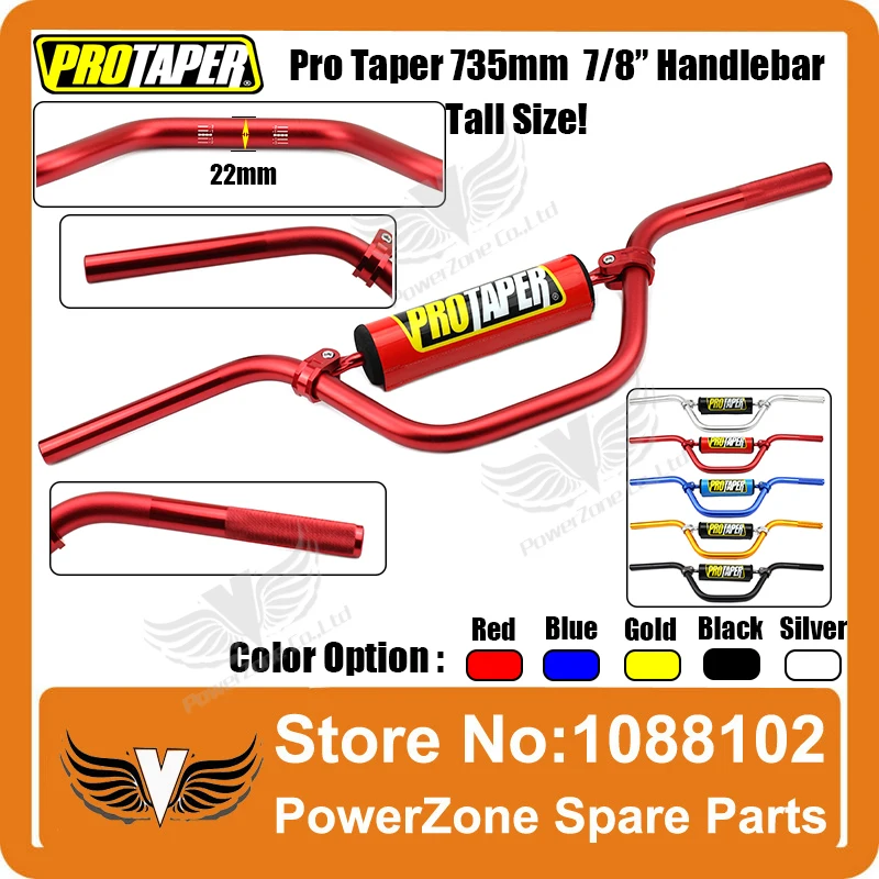 Pro Taper Bar 7075 Aluminum Alloy Length 735mm Diameter 22mm 7/8" Tall Motorcycle Cross Dirt Pit