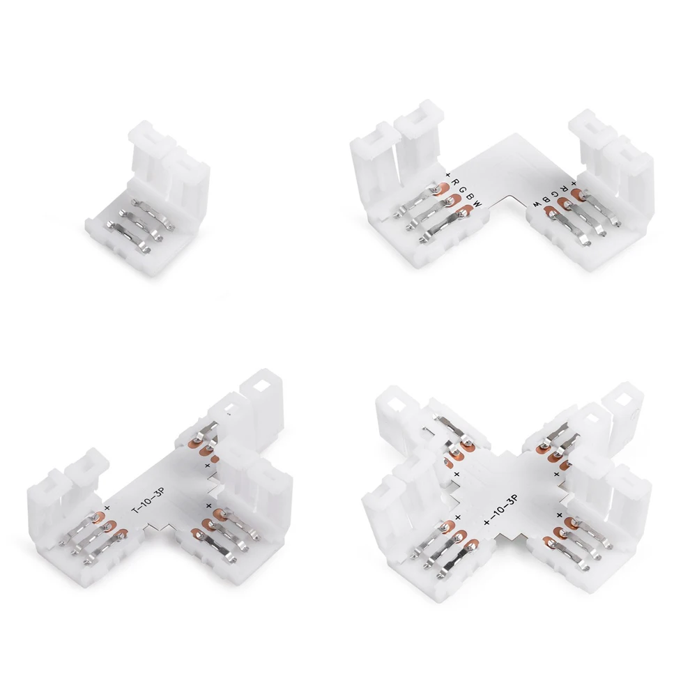 

LED Strip Corner Connector Clips for WS2811 ws2812 5050 5630 4Pin RGB LED Strip Light Accessory L/T/X Shape Type 5pcs Solderless