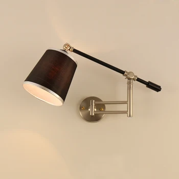 

American wrought iron folding rocker wall lamp creative mirror front single head light study bedroom bedside lamp mx5131445