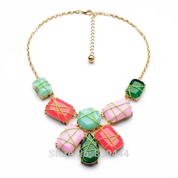 

Luxury Women Jewelry New Design Fashion Elegant Luxury Square Candy Large Gem Stone Pendant Necklace