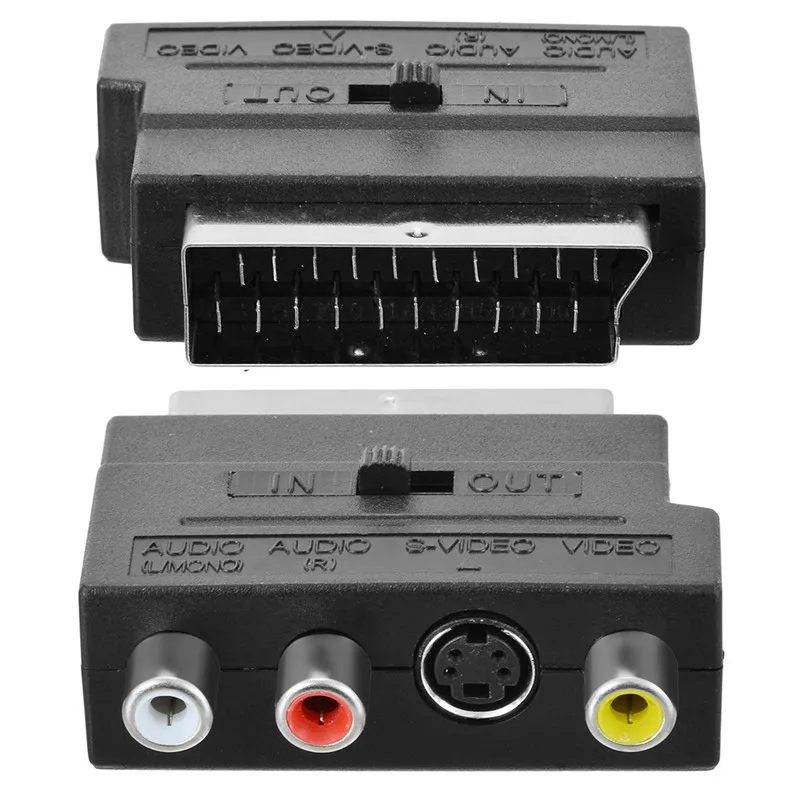 

New Arrival 1pc RGB Scart to Composite 3RCA S-Video AV TV Audio Adapter