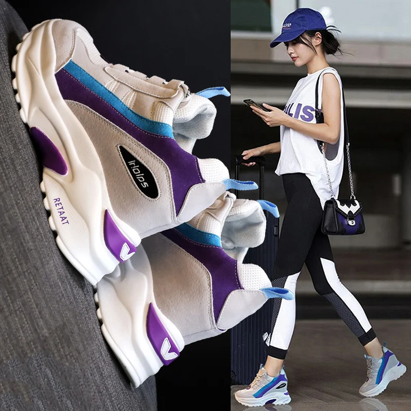 

2019 spring and autumn new Korean version of the wild thick-soled casual old shoes white shoes women..