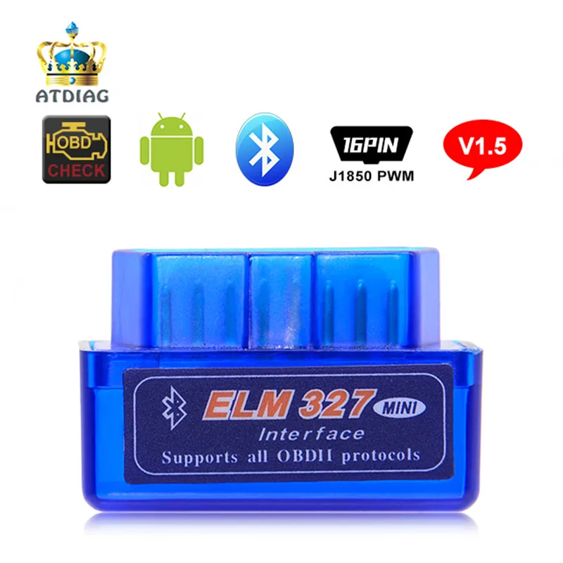 Super Mini Elm327 Bluetooth OBD2 V1.5 Elm 327 V 1.5 Android Adapter Car ...