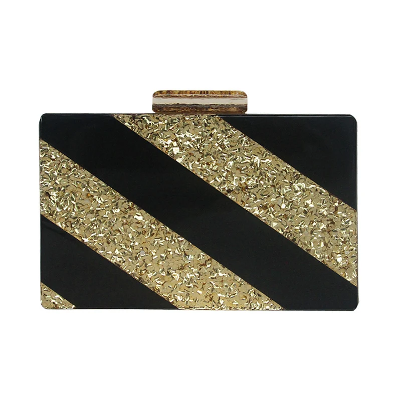

Sequin Stripe Black Acrylic Female Bag Personality Messenger Bag