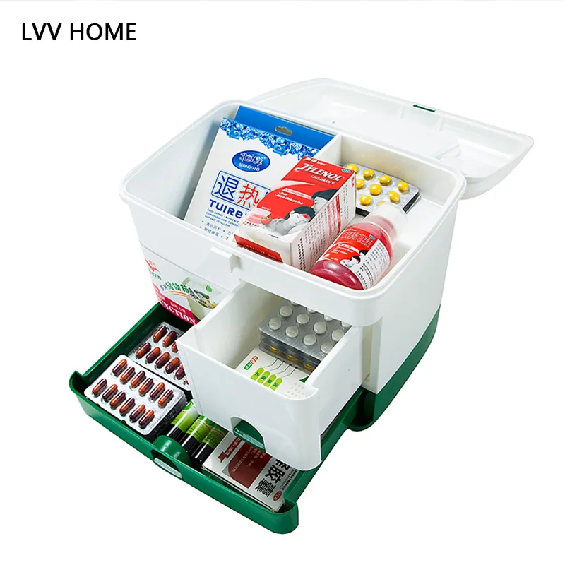 LVV HOME Large capacity household medicine box/Portable first aid kit
