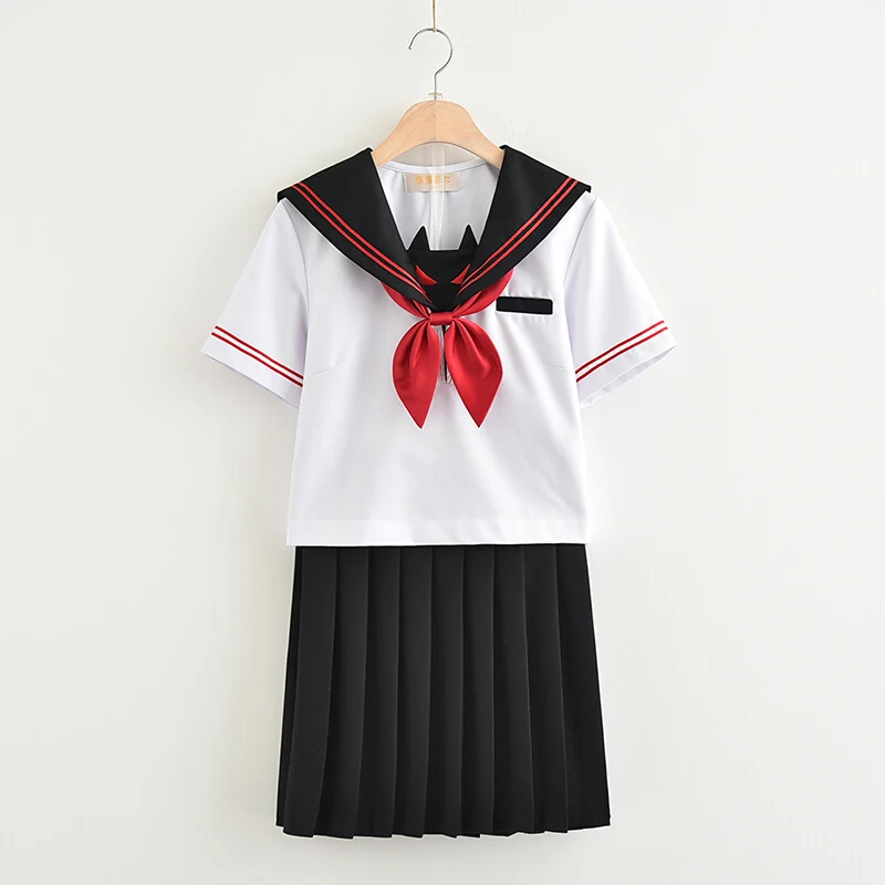 Для женщин летние японские JK высокой школьная униформа для девочек элегантный дизайн матросские Костюмы показывает партия играть костюмы короткий топ плиссированные юбки
