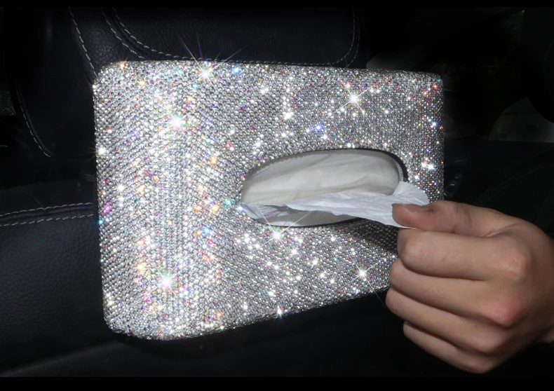 Полный Алмаз Cystal автомобиль коробка ткани кожи с прозрачными стразами Diamante Бумага башня для хранения