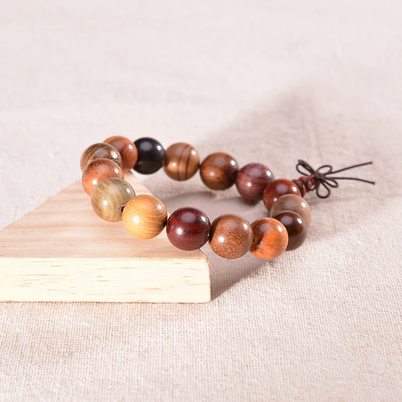 Браслеты из натурального сандалового дерева с разноцветными деревянными бусинами, DIY буддистские четки, молитвенный браслет для йоги, медитации, счастливый браслет для мужчин и женщин