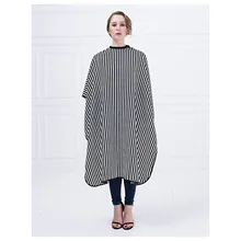 Элегантная полоска дизайн волос накидка Парикмахерская мантия накидка для салона стрижка, антистатический черный+ белый