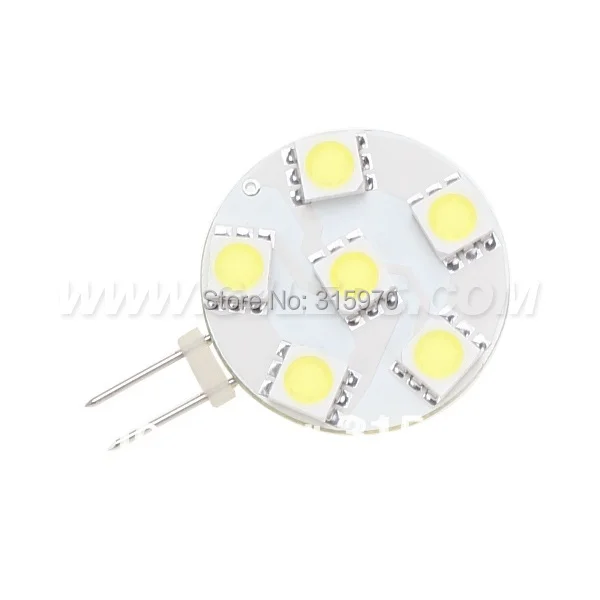 6 светодиодный SMD 5050 G4 светодиодный светильник круглая доска лампа 1 Вт 12VDC/12VAC белое свечение, теплое белое свечение, 10 шт./лот