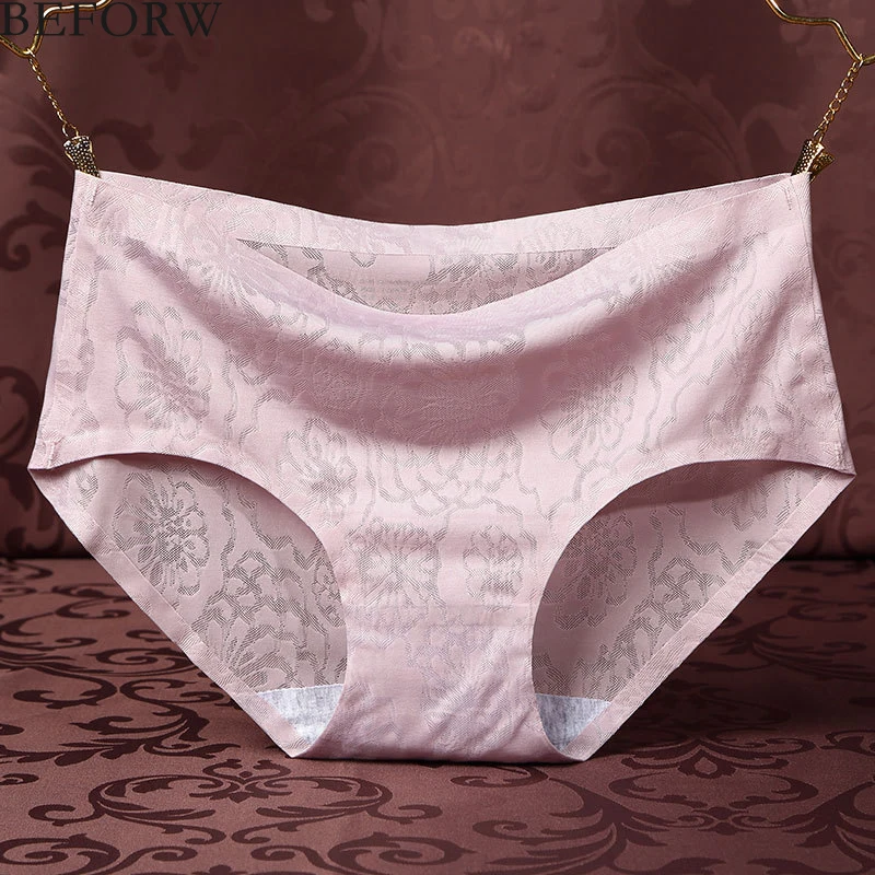 BEFORW Sexy Seamless Panties Low Rise Jacquard Cotton Crotch Floral