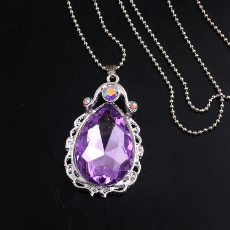 

OYKZA 1pcs Chunky Alloy Crystal Purple Rhinestone Teardrop Pendants Ball Chain Necklace for Women Girls Kids Gift Jewelry
