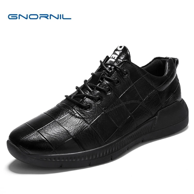 

GNORNIL 2018 Autumn Mens Casual Shoes Fashion Slip On Men Leather Shoes Comfortable Soft Sole Men Flats Big Size 38-44