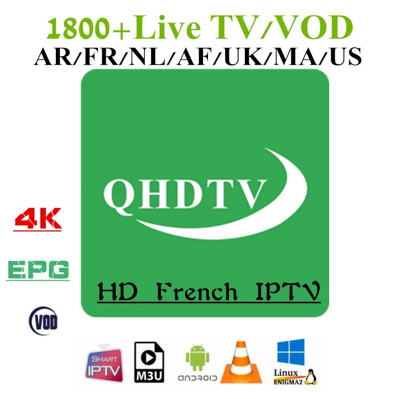 

1 Year French Arabic IPTV Subscription QHDTV Control Panel For Resellers System for Android tv box Enigma2 device Smart tv VLC
