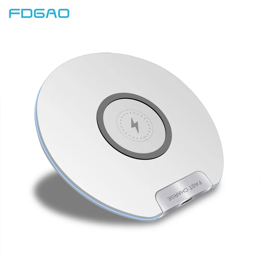 

FDGAO 10W Qi Wireless Charger Pad For iPhone X XS Max XR 8 Samsung S10 S9 S8 Note 9 Xiaomi 9 QC 3.0 Fast Wireless Charging Dock