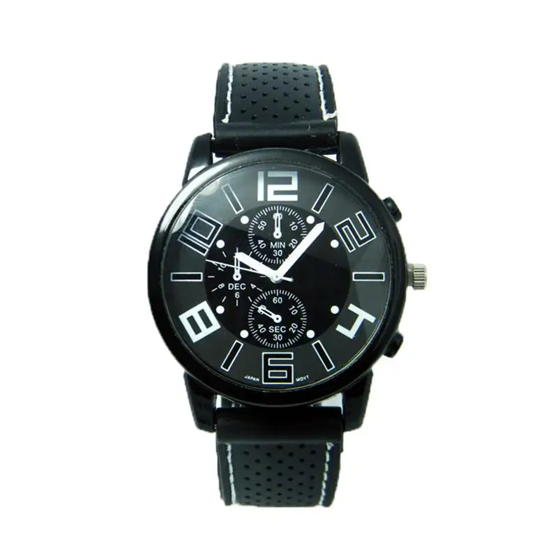 

Hot Men Casual Quartz Analog Wristwatch Silicone Strap Stainless Steel Dial Sports Watch