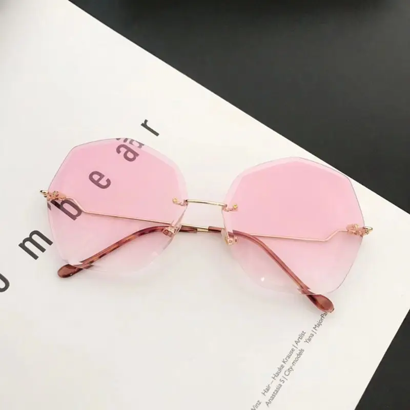 Новые модные женские трендовые солнцезащитные очки многоугольные Необычные бескаркасные очки для уличной фотосъемки - Цвет линз: 5