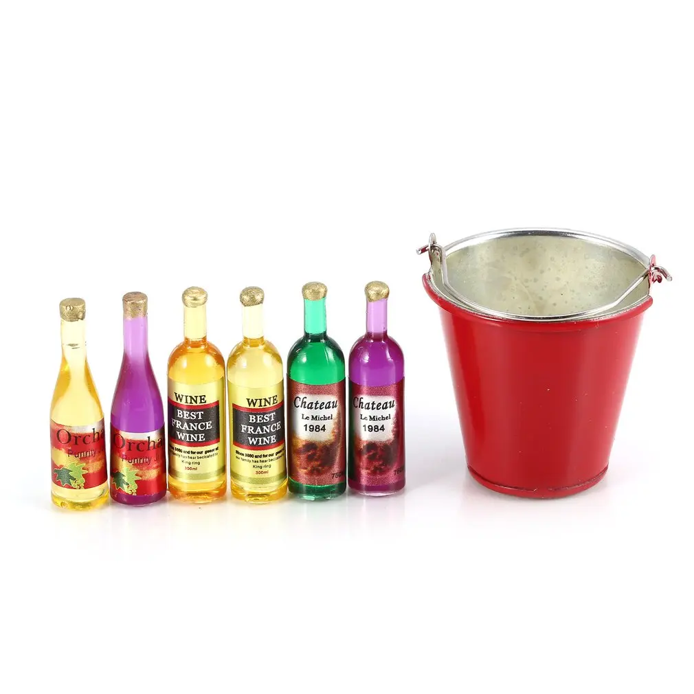 

Metal Simulation Bucket and Six Wine Bottles RC Decoration Tool DIY Kit for 1/10 RC Crawler Off-road Car Monstruo Truck Parts