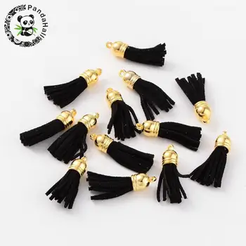 

100pcs Suede Tassels for DIY Earring or Cell Phone Straps Making with CCB Findings,15 colors, 38x10mm, Hole: 2mm