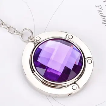 

10 pcs/lot Round Rhinestone Purse Handbag Hanger Hook Folding Hanger Holder w/ Keychai