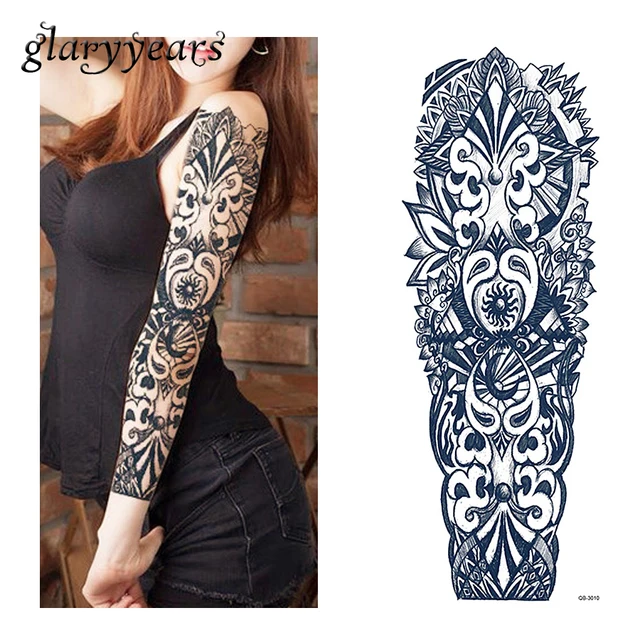 1 Sheet Tattoo Sticker Black Geometry Pattern Women Men Full Flower Arm Body Art Temporary Big Large Tattoo Sticker QB-3010 1 Sheet Tattoo Sticker Black Geometry Pattern Women Men Full Flower Arm Body Art Temporary Big Large Tattoo Sticker QB-3010