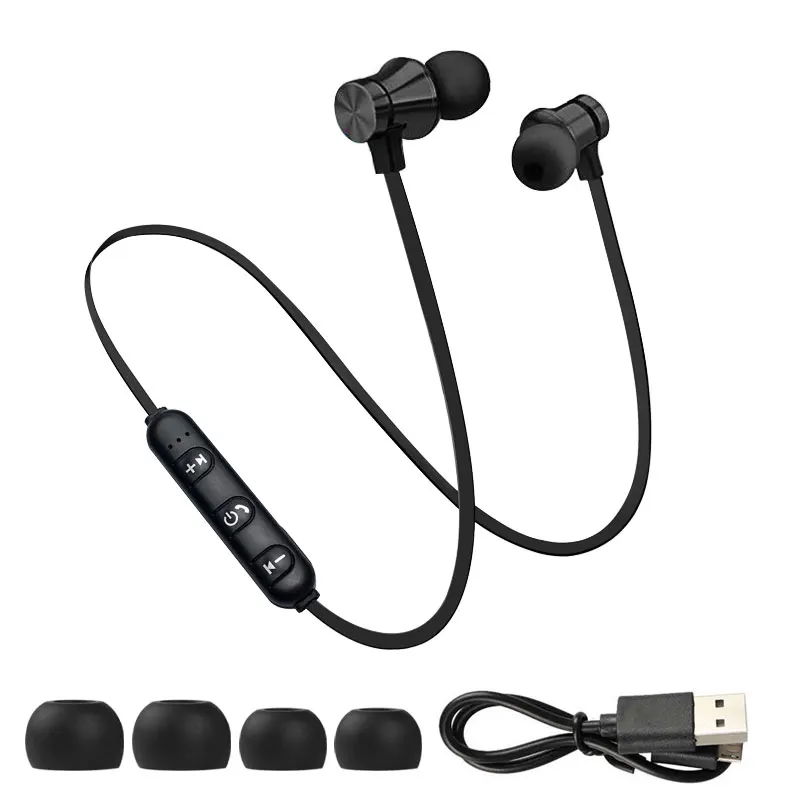 Bluetooth наушники Магнитная Водонепроницаемая беспроводная гарнитура с микрофоном для Xiaomi Redmi Note 8 Oneplus Sports Fone De Ouvido для телефона - Цвет: Black